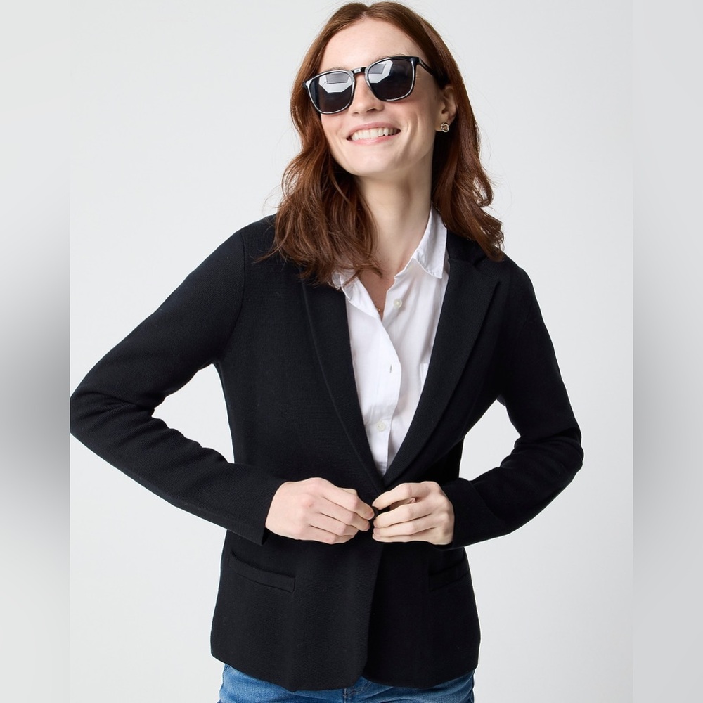 NWT J. Crew Schoolboy Sweater Blazer XXS Black Cotton Button Stretch Preppy Work